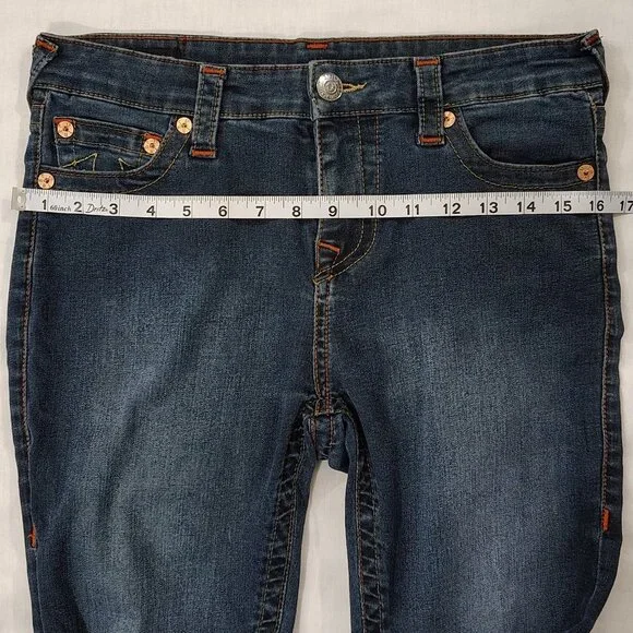 True Religion Halle Super Skinny Jeans Womens Size 31 Mid Rise Denim Blue - Picture 13 of 16